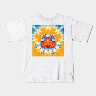 Yellow and Blue Mandelbrot Fractal Kids T-Shirt